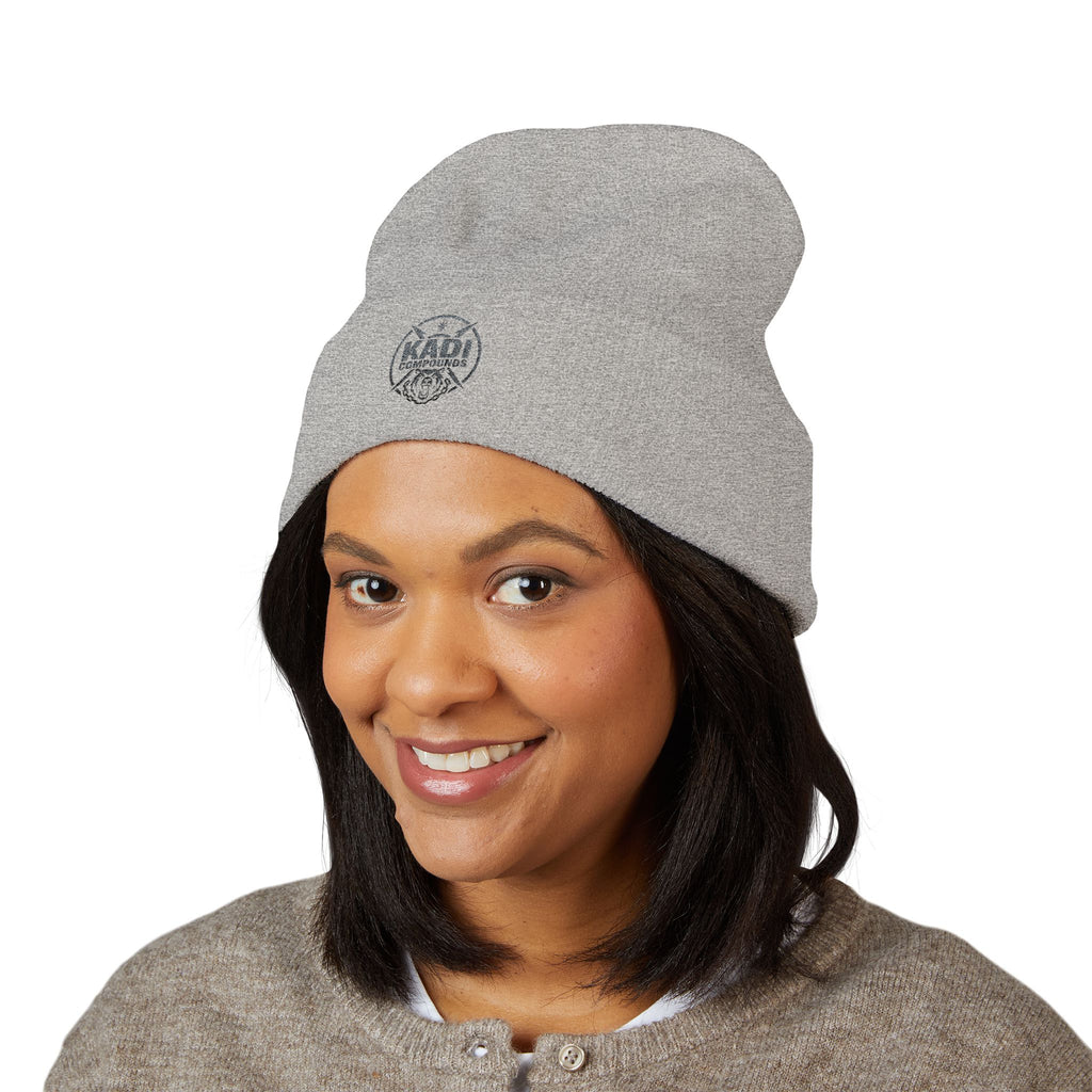 KADI Vintage Badge Embroidered Cuffed Beanie – Classic Winter Hat
