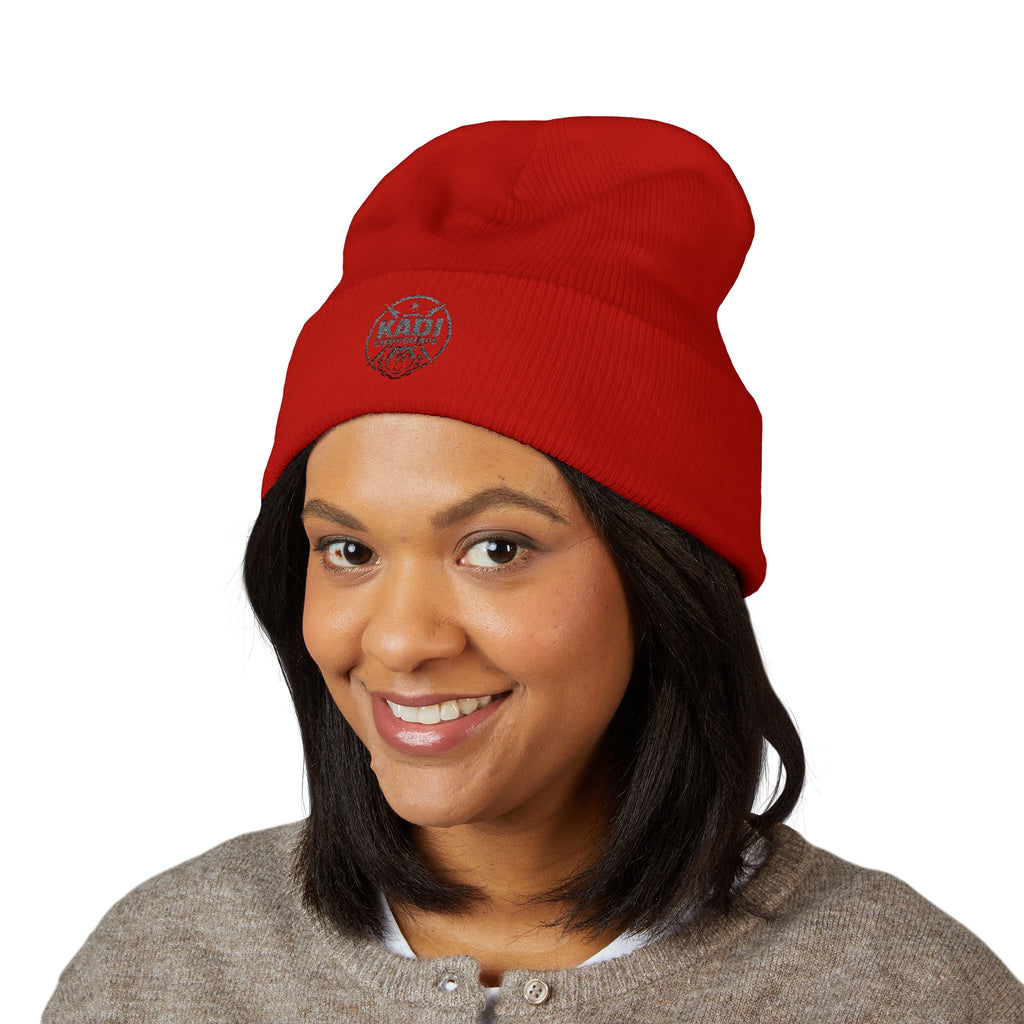 KADI Vintage Badge Embroidered Cuffed Beanie – Classic Winter Hat